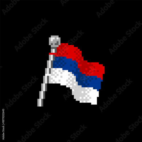 Serbia Flag in Pixel Art