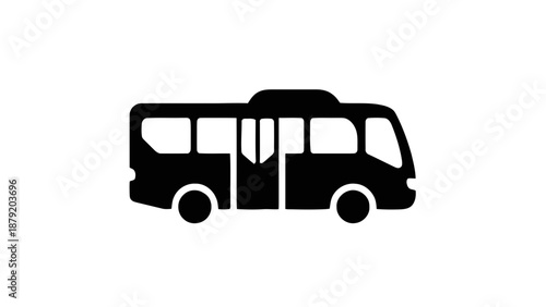 Vector illustration of a black silhouette public transport bus, on transparent background for web or app