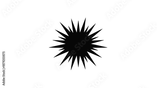 Vector illustration of, on transparent background, a minimal spiky black abstract starburst element