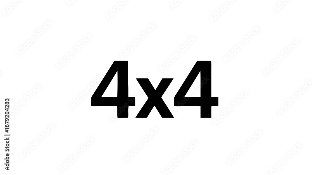 Obraz premium Vector illustration of the numerical 4x4 symbol for vehicles, on transparent background