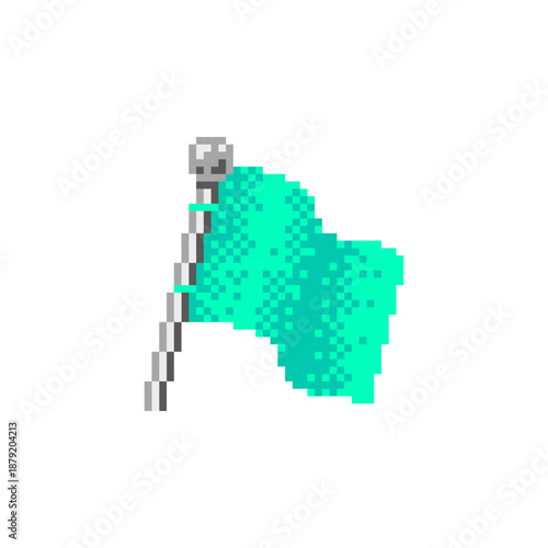 Turquoise Flag in Pixel Art