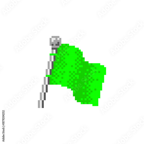 Green Flag in Pixel Art