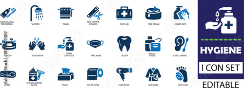 hygiene icon set - solid icon collection vector illustration design .