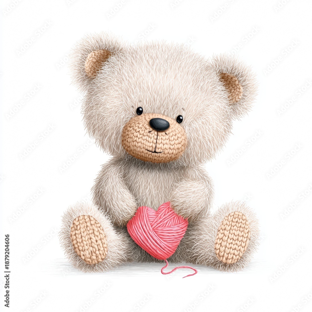 Obraz premium Crocheted Teddy Bear Valentine Character Clipart