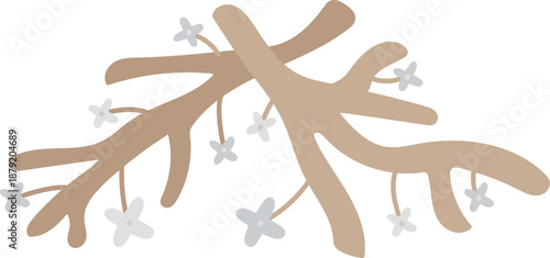 Coral Branch With Polyps Cartoon