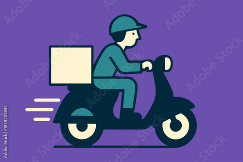 Fast courier delivery service with scooter icon