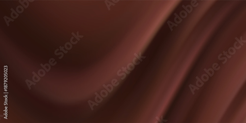 Abstract wave color chocolate background. Dark brown creamy chocolate, design element with wavy silk texture.