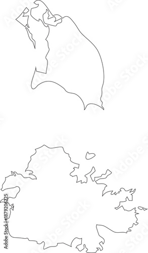 Antigua and Bermuda Map Outline Shape Vector