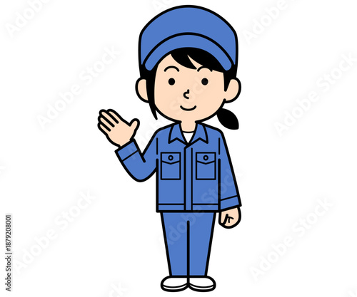 案内するシンプルな作業員の女性