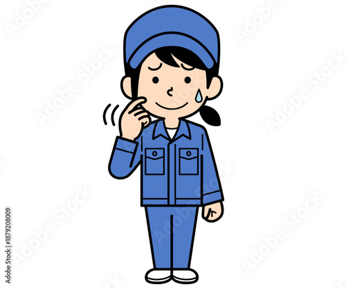 動揺するシンプルな作業員の女性