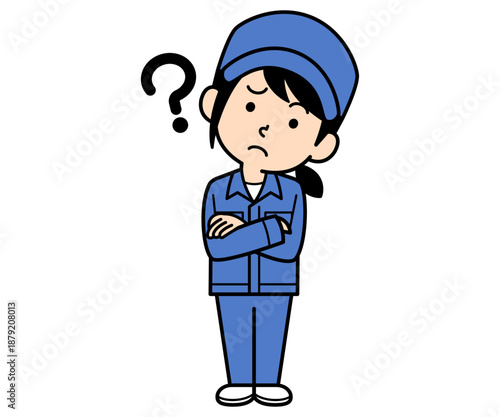 疑問に思うシンプルな作業員の女性