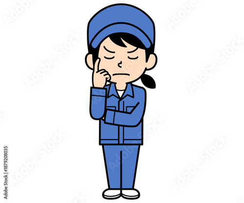 思案するシンプルな作業員の女性性