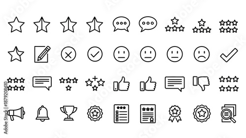 Collection of Simple Black Line Icons.