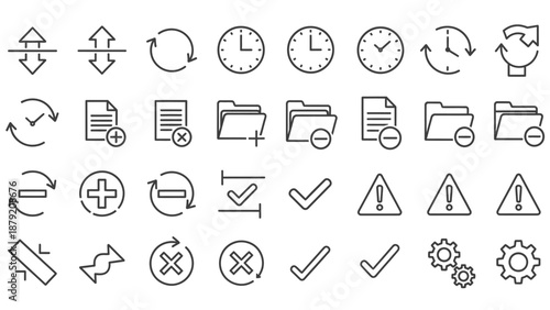 Collection of Simple Black Line Icons.