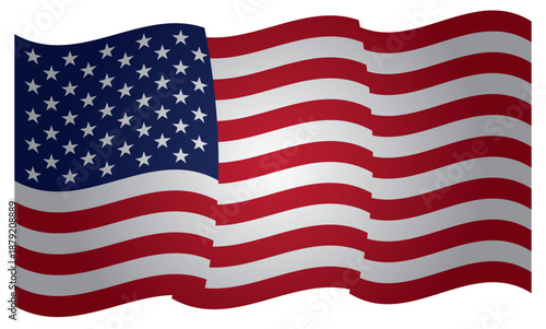 Vector American Flag. USA Waving banner, eps. Flying United States of America Flags on the white background