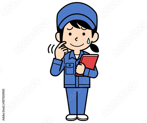 ファイルを持って動揺するシンプルな作業員の女性