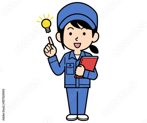 アイデアを閃くシンプルな作業員の女性