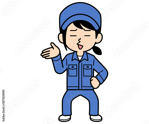 愚痴を言うシンプルな作業員の女性