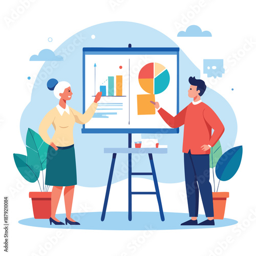 Business Presentation Scene With Chart Analysis.