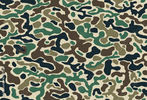 seamless camouflage pattern with curvy style