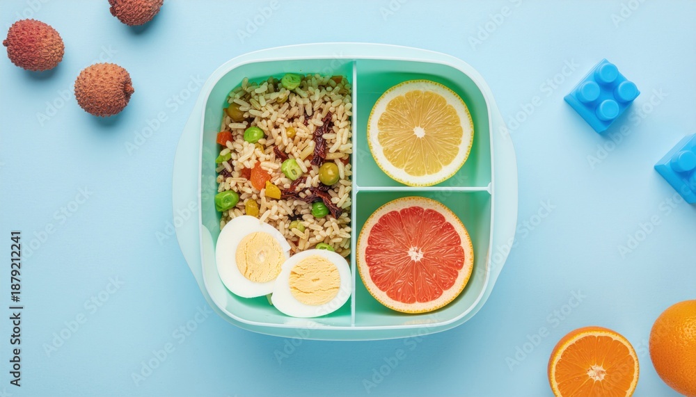 Fototapeta premium Kid lunchbox with healthy food.