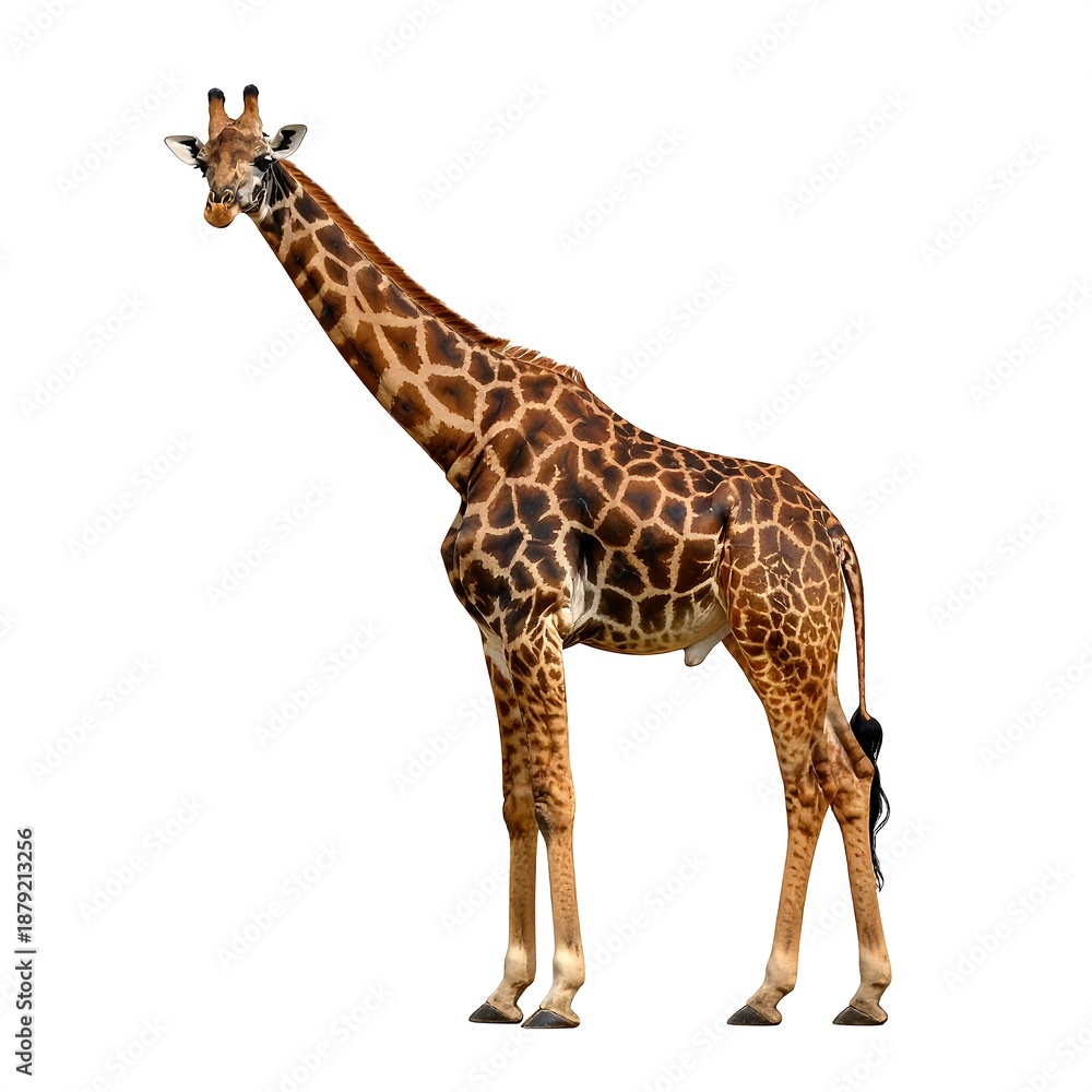 Naklejka premium Giraffe against white background