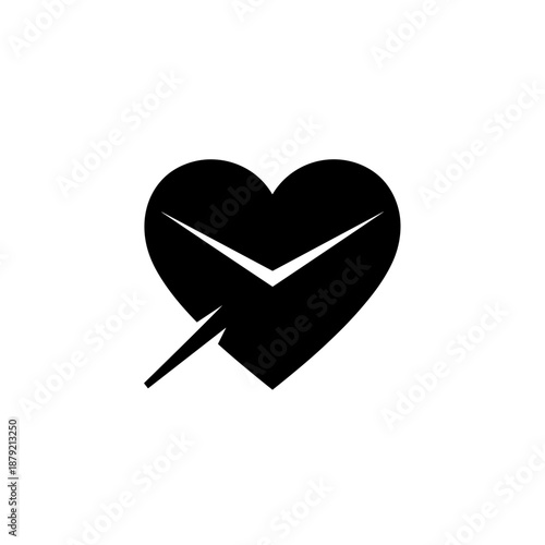 Black Heart Icon with Checkmark Symbol 1.