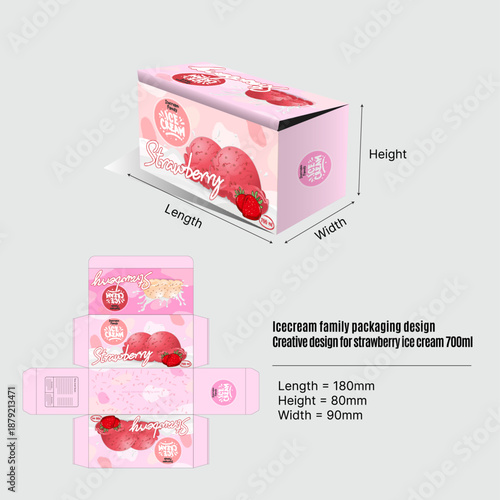 Modern Strawberry Ice Cream Packaging