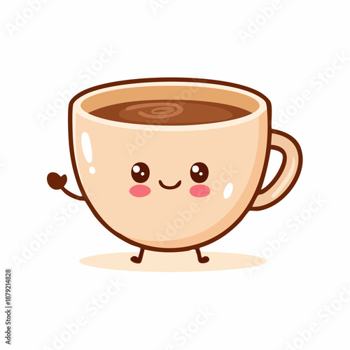 Adorable Cartoon Coffee Cup Character