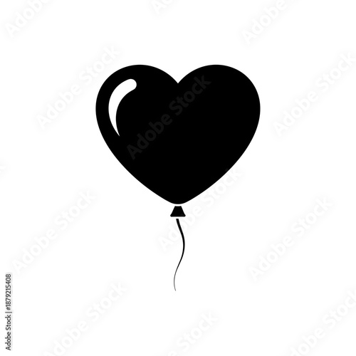Black Heart Shaped Balloon on White 1.