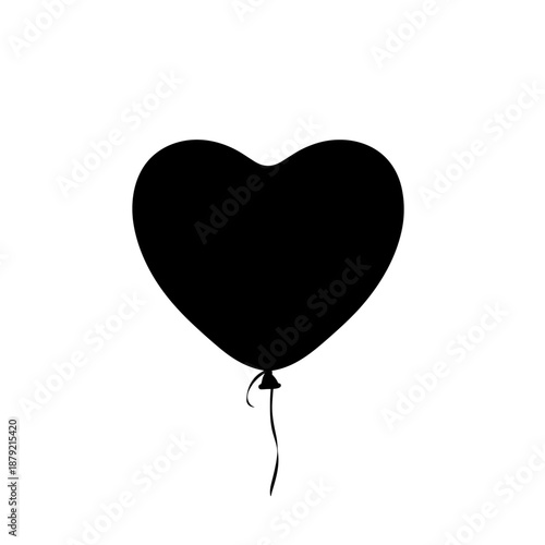 Black Heart Shaped Balloon with Knot.