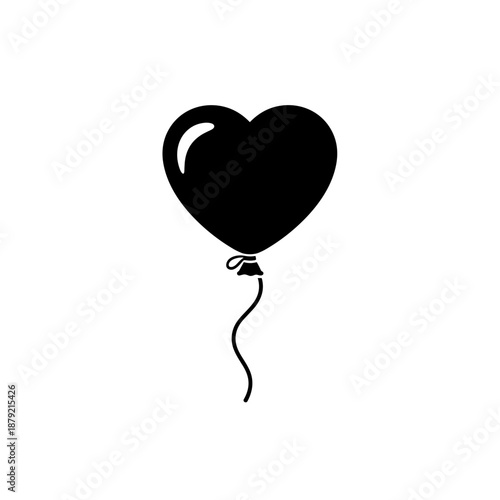 Black Heart Shaped Balloon Silhouette.
