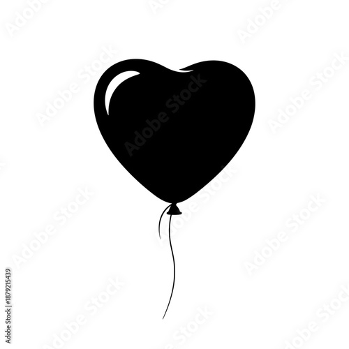 Black Heart Shaped Balloon with String.