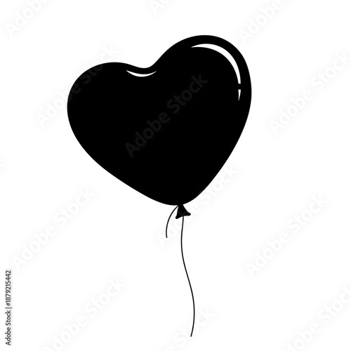 Black Heart Shaped Balloon with String 1.