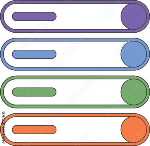 Colorful Sliders in Modern Minimalist Design with Bright Vibrant Colors and Clean Lines for User Interface