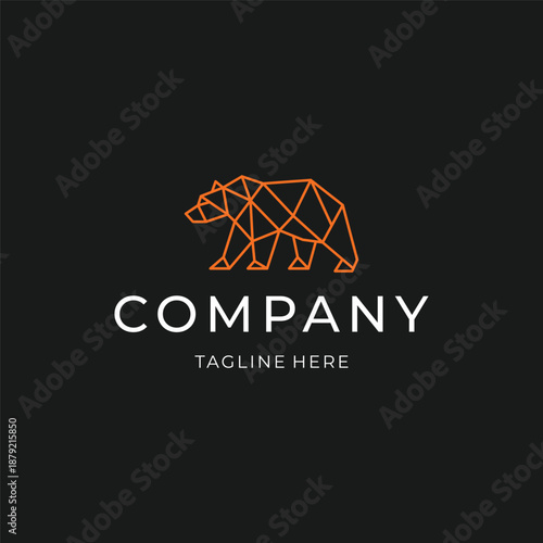 Bear line art logo with bold lines conveying power, stability, and courage.