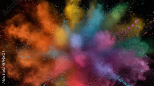 Colored powder explosion black background