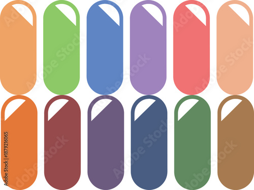 Nail Polish Bottles in Various Colors with White Caps in Flat Lay Format for Beauty and Cosmetics Advertising