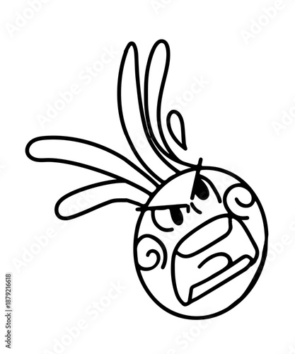 Funny angry fruit character with aggressive expression in flat minimalist style isolated on white background