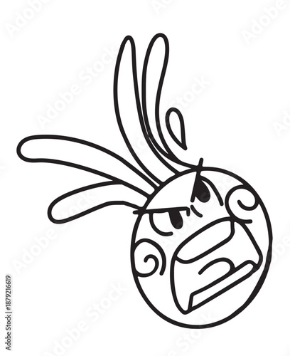 Funny angry fruit character with aggressive expression in flat minimalist style isolated on white background