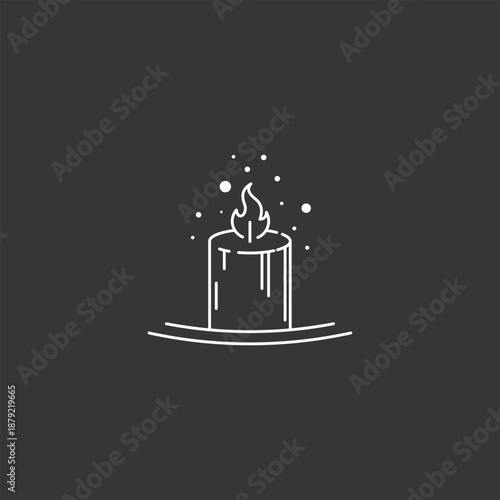 luxury candle light logo design vector with line style in white color