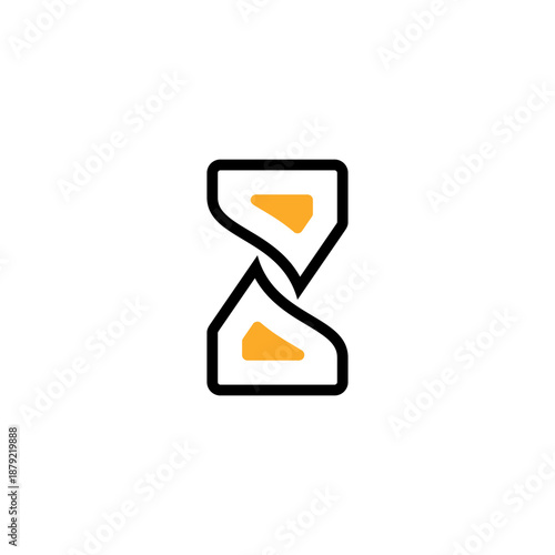 simple hourglass logo design vector with flat style in black and yellow color