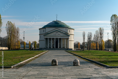 Historic neoclassical building named after Bella Rosin, morganatic wife of Victor Emmanuel III, elegant and monumental architecture in the form of a pantheon, events, web news, Turin, Italy 