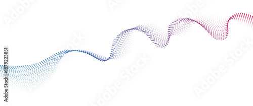 Flowing Dot Wave halftone gradient pattern on transparent background	
