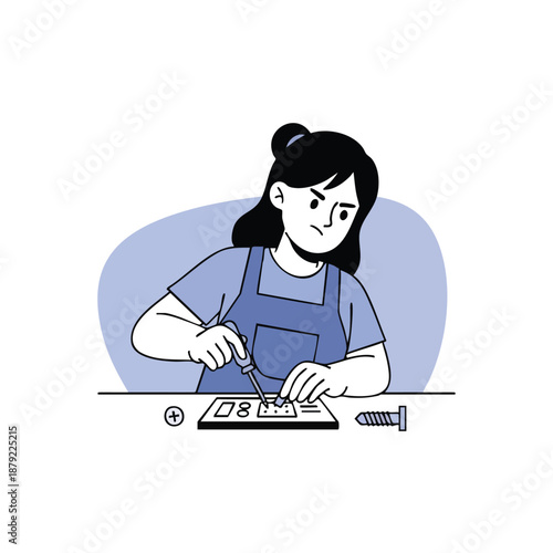 Woman Crafting At Work With Knife And Ruler.