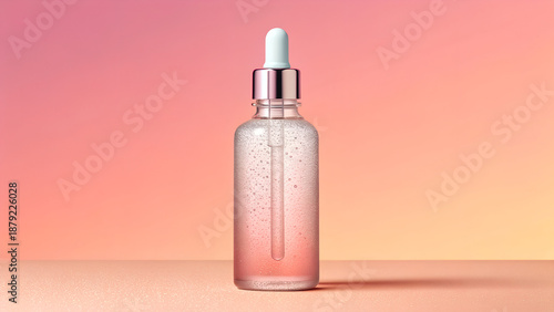Luxury Frosted Glass Dropper Bottle with Hydrating Pink Serum
