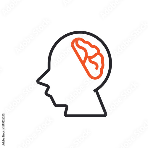 head  icons outline and Flat Style,transparent background