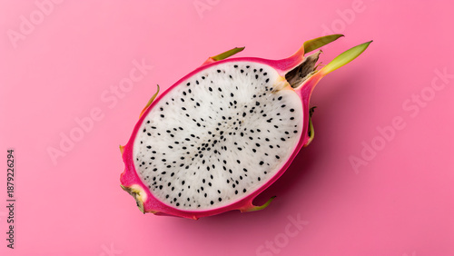 Sliced Dragon Fruit on Pink Background