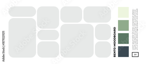 Landscape style rounded bento grid moodboard for visual storytelling in a 2:1 ratio