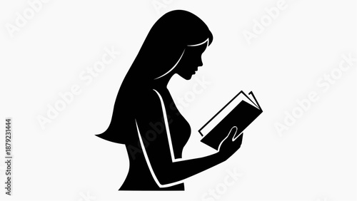 Woman engrossed in reading a book quietly